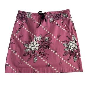 Th - Ann Taylor Loft A-Line Pink/White/Black Floral Skirt Size 8